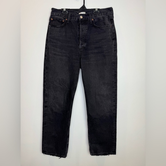 Agolde Black 90'S mid rise straight weightless regenerative cotton Tar size 28 - Picture 3 of 9